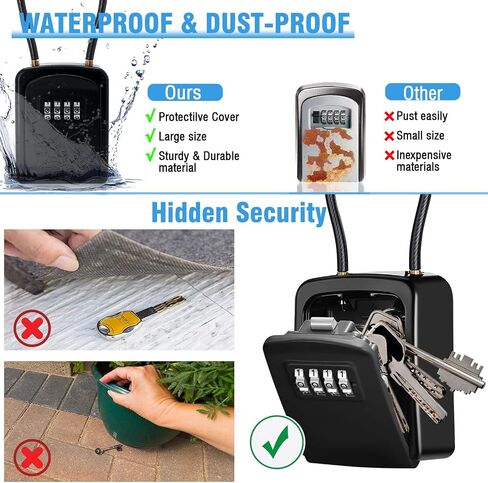 Key Lock Box,4-Digit Combination Key Safe Box,Resettable Code Security Key Storage Box with Removable Shackle for Indoor Outdoor Home, Office, Garage, School, Gym, Airbnb in Saudi Arabia