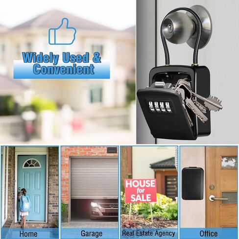 Key Lock Box,4-Digit Combination Key Safe Box,Resettable Code Security Key Storage Box with Removable Shackle for Indoor Outdoor Home, Office, Garage, School, Gym, Airbnb in Saudi Arabia