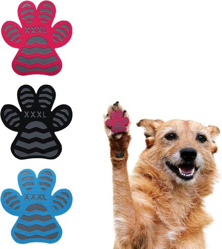 Dog Paw Protector Toe Grips for Senior Dogs Anti Slip Dog Paw Pads for Hot Pavement Whole Paws Pads for Dogs Traction Dog Boots & paw Protectors Stickers for Dogs feet (Black, XXL) 24pcs in Saudi Arabia