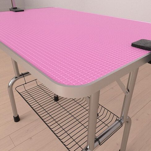 42" Folding Dog Pet Grooming Table Stainless Steel Frame Rubber Mat on Board with Adjustable Arm and Clamps pet Dog Cat Grooming Table (Pink Color) in Saudi Arabia