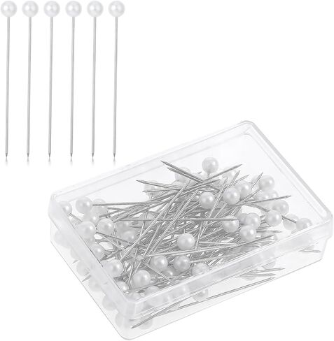 100PCS Corsage Pins Faux Pearl Pins Map Pin Fixed Sewing Pin Sewing Marker Needle for Crafting Maker Jewelry DIY Craft Wedding Flower Decorations (1.4× 0.15 Inches)(White) in Saudi Arabia