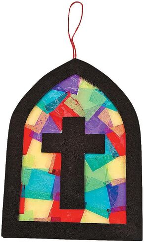 Cross Stained Glass Window Tissue Ck - Crafts for Kids and Fun Home Activities in Saudi Arabia