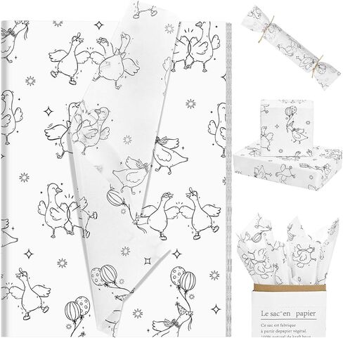 Sanixin 100 Sheets Goose Tissue Paper Black White Goose Gift Paper for Diy Crafts Birthday Wedding Devin in Saudi Arabia