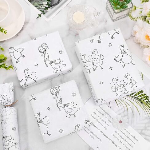 Sanixin 100 Sheets Goose Tissue Paper Black White Goose Gift Paper for Diy Crafts Birthday Wedding Devin in Saudi Arabia