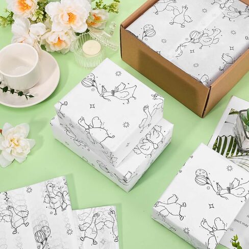 Sanixin 100 Sheets Goose Tissue Paper Black White Goose Gift Paper for Diy Crafts Birthday Wedding Devin in Saudi Arabia