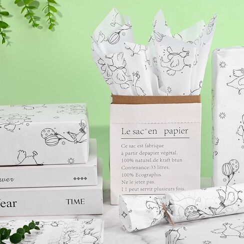 Sanixin 100 Sheets Goose Tissue Paper Black White Goose Gift Paper for Diy Crafts Birthday Wedding Devin in Saudi Arabia