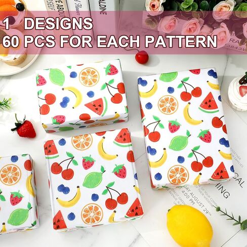 FYSUIMU 60 Sheets Summer Fruit Tissue Paper Cherry Orange Watermelon Banana Art Tissue Paper Colorful Wrapping Paper for DIY Craft Packing, 14 x 20 Inch in Saudi Arabia