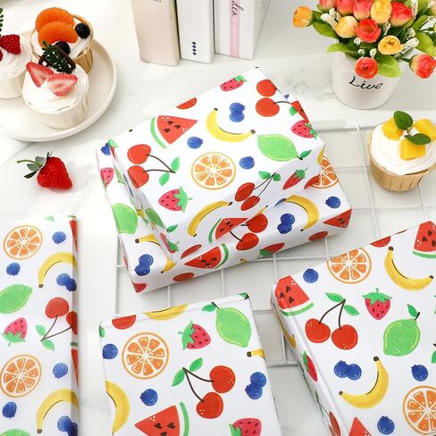 FYSUIMU 60 Sheets Summer Fruit Tissue Paper Cherry Orange Watermelon Banana Art Tissue Paper Colorful Wrapping Paper for DIY Craft Packing, 14 x 20 Inch in Saudi Arabia