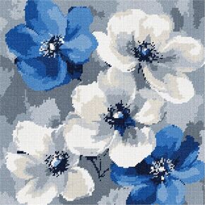 Pepita Needlepoint Canvas: Blossoms in Blues ، 12 "× 12"