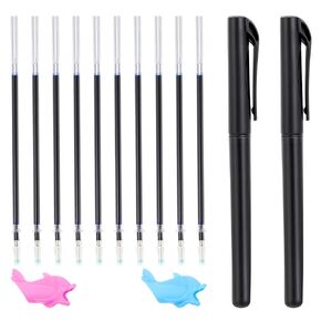 Magic Pens & Refills for Grooved Handwriting Workbooks, Disappearing Ink Pen for Magic Practice Copybook Invisible Ink Pen with Pencil Grippers Writing Training Aid