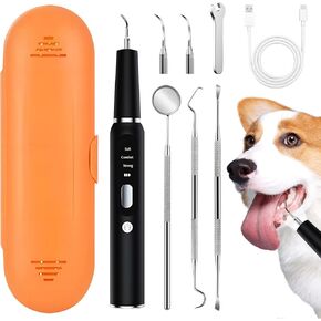 Dog Plaque and Tartar Remover&Tartar Remover for Pet Teeth, Dog Teeth Cleaning Kit with LED Light and Storage Box, Pet Dental Care, Black.