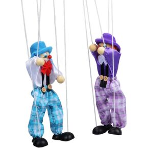 Keenso Funny Colorful Pull String Puppet Vintage Clown, Wooden Marionette Handcraft Toy with Joint Activity for Baby Boys or Girls ()
