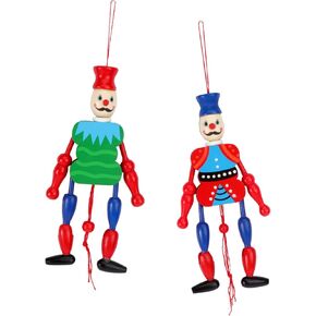 ABOOFAN 2Pcs Classic King Puppet Doll Wooden Marionette for Home Decor Random Color Design Creative Stylish Decorative Puppet Figures