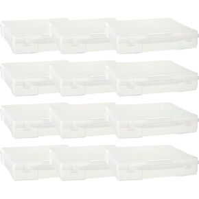 12" x 12" Plastic Scrapbook Storage Case by Simply Tidy - Portable Case for Documents, Papers, Sewing, Crafts - Clear, Bulk 12 Pack