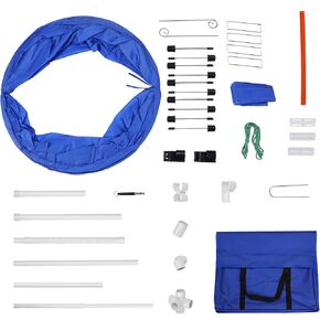Dog Agility Training Equipment Set - 6 Pack Obstacle Course Kit with Tunnel, Hurdle, Weave Poles, Jump Ring, and Storage Bag for Outdoor Pet Games