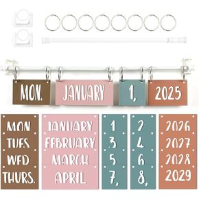 Boho Flip Calendar for Classroom Bulletin Board Set Boho Rainbow Date Hanging Flip Calendar Rod Includes Date Numbers Cards Adjustable Holder for Teacher Classroom Back to School Home Decor