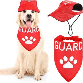 Geyoga Guard Pet Costume Set Dog Baseball Cap Sun Protection Baseball Hat Dog Bandana Triangle Scarf for Pet Gifts (L)