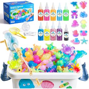Jar Melo Magic Water Elf Fishing Toy Kit, 10 Colors & Molds, Aqua Fairy Water Gel Kit for Kids, DIY Squishy Water Pets, Crafts for Kids Ages 4-8, Party Favors Gifts for Girls and Boys