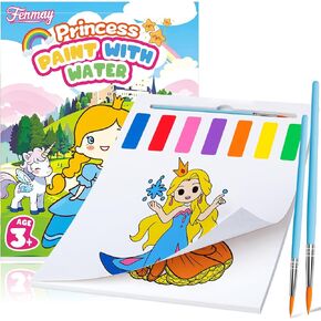 Paint with Water Coloring Books for Kids, Mess Free Watercolor Paint Sets with 2 Premium Brushes, Arts and Crafts Birthday Gift for Kids Age 3-5 4-8, Travel Activities Toy (Unicorn)