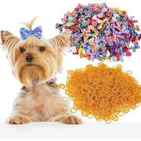 XIMA 160 Pieces Pet Hair Bows with Clips and Rubber Bands, Multicolor Puppy Dog Grooming Accessories