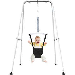Baby Jumper with Stand, Toddler Swing Set forIndoor/Outdoor Play,Jumper for Baby 6-24 Months,Baby Jumpers and Bouncers with Adjustable Chain,Easy to Assemble & Store (Black)