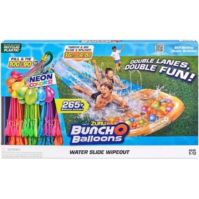 ZURU Bunch O Balloons Double Lane Waterslide Wipeout Slip & Slide, 265 Water Balloons