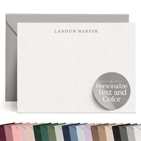 Personalized Stationery Note Cards with Envelopes, Custom Note Cards, Personalized Thank You Cards with Envelopes, Personalized Cards Handmade Note Cards & Greeting Cards - Simplicity Flat