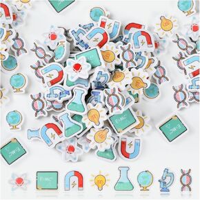 80pcs Science Mini Erasers - محور قلم رصاص لطيف للأطفال ، بما في ذلك المجاهر مغناطيسات مصباح مصباح للمغنطة للعودة إلى جوائز الفصول الدراسية للمستلزمات المدرسية