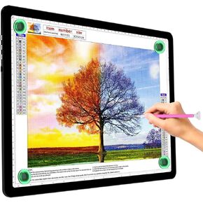 KOBAIBAN A4 Light Box for Tracing, Light Board with Side Physical Buttons, Magnetic Light Pad for Diamond Painting, Stenciling, Weeding Vinyl, USB LED Lighting Board (Black, 35.2 x 25.4 CM)