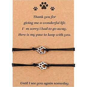 Cat Memorial 2PCS هدايا لفقدان سوار Cat Pet Paw للنساء للرجال للقطط يموتون هدايا لمحبي القطط هدايا الفجيعة لمحبي Cat Memory Gifts Loss of Furry Friend Higy Gift
