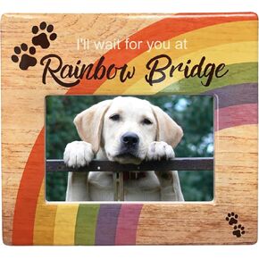 Banberry Designs Rainbow Bridge Pet Memorial Frame - سأنتظرك في جسر قوس قزح - فقدان الكلب أو التعاطف مع القطط - إطارات الصور للكلاب التي مرت - 4 "× 6" صورة