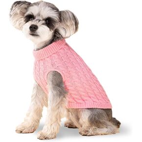 سترة Pink M Dog Pullover - يتيح تريكو للكلاب الصغيرة والمتوسطة ، والملابس الدافئة للبلدغ ، والسكلالي ، يوركشاير ، كوكير سبانيلز