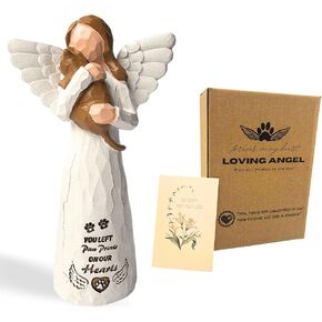 Cat Memorial Gifts for Loss of Cat, Pet Memorial Gifts for Cats, -Cat Statue Sculpted Hand-Painted Angel Figurines – Loss of Cat Sympathy Gift, Pet Loss Sympathy Gift, Cat Remembrance Gifts(Black)