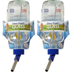 Lixit Glass Water Bottles for Rabbits, Ferrets, Small Birds, Guinea Pigs, Rats, Hamsters and Other Pets (8oz Pack of 2)