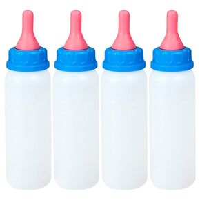 4Pcs Pet Nursing Bottle Set for Lambs, Goat, and Piglets - Ideal Feeding Solution for Newborn Animals, 250Ml Milk Bottles with Long Nipple Design