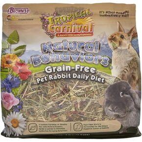 Natural Behaviors Grain-Free Rabbit Food – 4 pounds, High-Fiber Timothy Hay Blend with Natural Flowers & Herbs, Supports Digestive & Emotional Health, No Artificial Additives