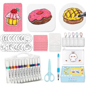 SanerDirect 67 Pack Magic Puffy Paint Kit ، لوحة مملوءة برغوية مع ورقة فنية ثلاثية الأبعاد 30pcs وعلامات 24 لونًا ، مجموعة Creative Craft للأطفال