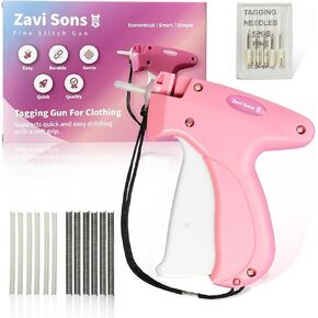 Stitch Gun for Clothes, Tagging Tool for Clothing, Quick Stitch Sewing Tool, Sticky Hemming Strip, Includes 6 Fine Needles, 1000 White and 1000 Black Sharpeners.