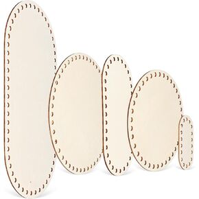 MAGICLULU 5pcs Sturdy Wood Crochet Basket Base with Holes Round Oval Blank Wood Bottoms for Crafting Knitting and Weaving Projects Rustic Decor and Reliable Support