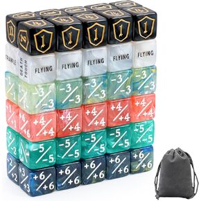 60 Pieces MTG Dice Set with Keyword Token Dice & Plus 1 Life Counter & Shield in 6 Colors for Magic The Gathering, MTG, Cards Gaming Accessories