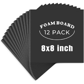 AUEAR, 12 Pack 8x8 Black Foam Boards 1/8" Thickness Foam Core Boards for Presentation Board for School Crafts Office Art Projects Display, Mounting, Print in Saudi Arabia