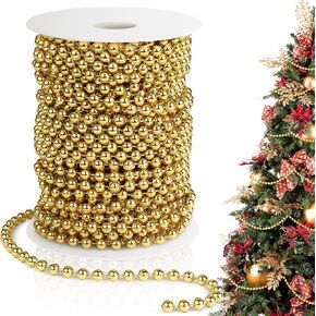 Pearl Beads Garland, 6 MM Ivory Faux String of Pearls 82FT Pearl Garland for Christmas Tree Pearls Beads Strand Spool Bead Roll for Crafts Floral Centerpieces Wedding Party Christmas Tree Decorations