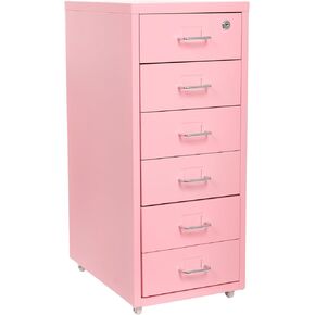 6 Drawer Mobile File Cabinet,Vertical File Cabinet with Lock, Metal Storage Cabinet for Home,Office, Horizontal Rolling Filing Cabinets for Letter/Legal/A4/F4 Hanging Files (Blue)