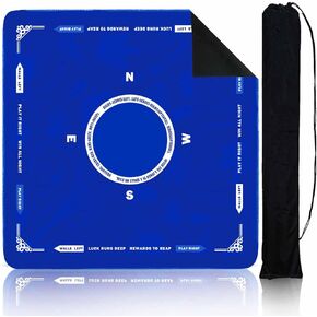 Mahjong Mat for Table with Rules 31.5"x31.5" Neoprene Mahjong Mat with Carrying Bag, Portable American Mah Jongg Accessories Card Poker Game,Noise Reduction Non-Slip(Green)