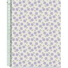 Miquel Rius M Fashion 4 Subject Notebook, Lined 11" x 8.5" Heavyweight Paper, 120 Sheets (Subjects Separated by color), 3 Hole Punched, Micro-Perforated, Violets Cover