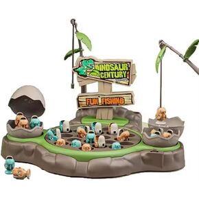 Dinosaur Theme Pop Up Magnet Fishing Game for Kids, Toy Pole and Rod Fish Game Rotating with Music, Magnetic Dino Egg Fishing Toy, Boys & Girls 3-8 Years