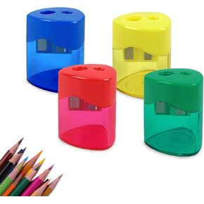 ZUFECY 4-Pack Pencil Sharpener, Smooth-Rotation Dual Holes & Easy-Clean Base, Compact Dual-Function Sharpener for Colored/Graphite Pencils, Backpack Essentials