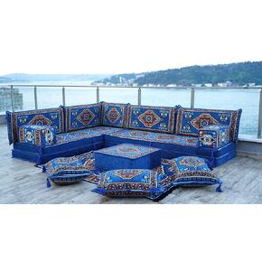 Arabic Sofa Set, Floor Cushions, Arabic Majlis, Patio Furniture, Modular Sofa, Ottoman Couch, Moroccan Floor Sofa, Oriental Sofa (4'' Thickness Sofa, L Sofa Full Set, Model 10)