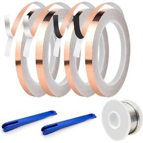 60/40 Stained Glass Solder, 1/8 Inch Diameter, with Hand Foiler and Copper Foil, Black and Silver Backed for Stained Glass Projects
