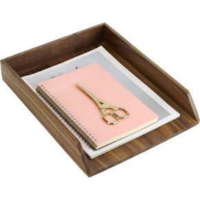 Buqoo North American Black Walnut Letter Tray Desk Organizer, A4 Wooden File Tray - Paper Organizer for Storage Paper Letter Folders Notebooks Copy Print for Home Office